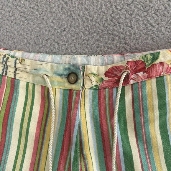 Tasha Polizzi Pants Womens Large Green Striped Wide Leg Beach Coastal Tropical - Picture 9 of 16